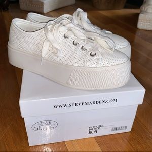 White Steve Madden Platform Sneakers